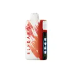 Red-and-white Elf Bar disposable vape with a white mouthpiece, featuring a red panel and ‘ELF BAR’ branding on the body.