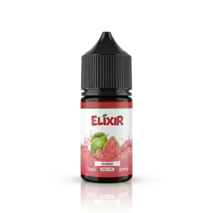 Elixir brand vape juice bottle with guava flavor on a white background, 30 ml.