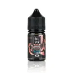 Bottle of BLVK Bar e-liquid labeled Juicy Peach with Hyper Ice, 35mg nicotine strength