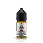 An amber e-liquid bottle with a black child-resistant cap, labeled 'Core Watermelon Chill' with a nicotine warning at the bottom.